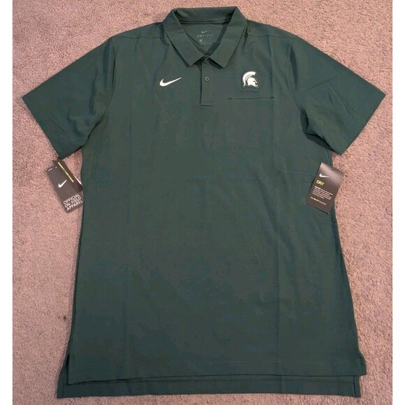 New with Tags! Nike Michigan State Spartans Green Polo Men's Large - Picture 1 of 7